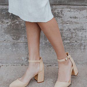 Lulus Ellarose Light Nude Suede Ankle Strap Heels